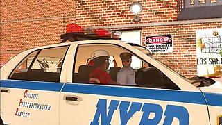 Perverted Cop Fucks Ebony Girl with Big Tits and Bubble Butt