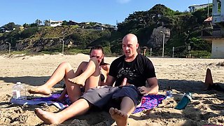 Lustful babe in bikini wildly rides hard cock on the beach
