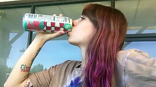 Sexy amateur redhead teen double dildo action