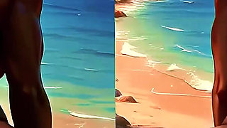 4K 100% Ai Generated 3D Soft Looping Pmv: Dark-skinned Thick Ass Gentle Twerk on Tropical Beach in Sexy Bikinis