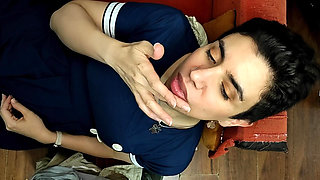 Quickie! Blowjob on the Couch and Cum Mouthful