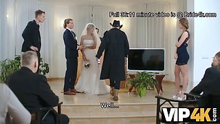 Olivia Sparkle cheats on her fiance with a hot young bride in stockings