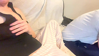 Cheating MILF touching herself , thought he would never get out of the room and leave me alone so I could destroy myself