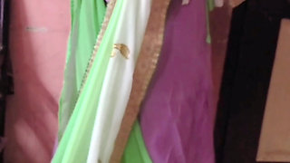 Desi Tamil Slut Wife Renu No Bra Blouse & No Panty Petticoat Saree Tease for Secret Lover! Indianhotwifex