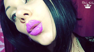Purple glossy lips