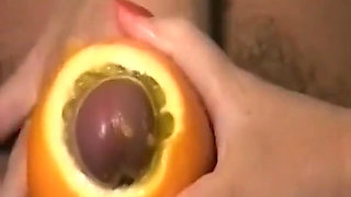 German Babe Likes the Taste of Cum From the Orange