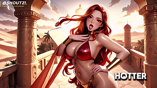 Hot Redhead Beauty Teases on Desert Palace Terrace Then Gets Face Covered