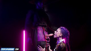 Sexy Anime Cosplay Parody: Titus Low as Mystery Saja Pounds Melody Marks with Deep Throat,