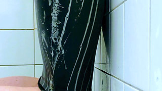 Erika Oak Cums in Latex Skirt