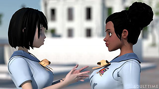 Hentai Sex College Episode 8 - Big Titty Bffs Practice Scissoring Together at Hentai Sex University