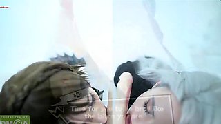 Cosplay teen slut subjected to hardcore lesbian strapon fuck
