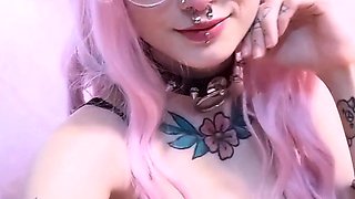 Close up with teen pussy pleased with dildo and vibrator