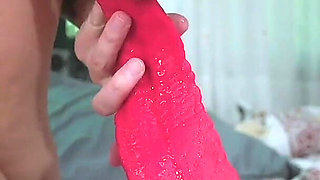 Pussy Stretching with Huge Dildo