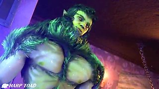 HarpToad 3D Hentai: Raven Gets Anal Creampie from Were-Beast Big Cock