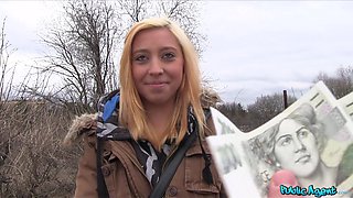 Watch this Innocent Teenager get bent over for cash & get a hot creampie in public