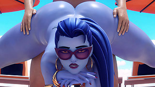Widowmaker From Overwatch - Sniper Mission Failed Because of Big Cock - Doggystyle & Beach Jack-o Pose Big Ass Fuck 3D