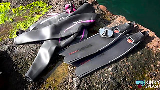 Diving in My Shiny Two-piece Wetsuit