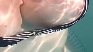 Artemisia Love Flashing Her Perfect Big Tits Underwater and Smoking a Cigarette
