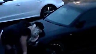 Amateur milf pumped full of cock doggystyle in a parking lot