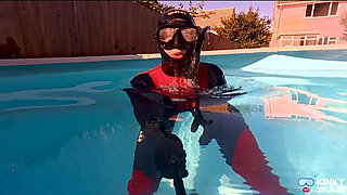 Neoprene Pool Swim Snorkel Breath-holds in Tight Mares Wetsuit
