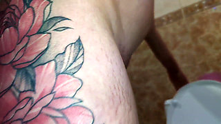 A Hot Brunette Pees in the Toilet