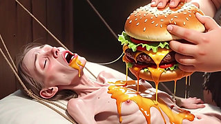 Extremely Skinny Girl Fed by Massive SSBBW - Extreme Feederism Contrast