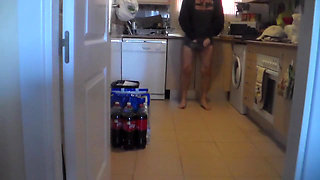 John is pissing all over the kitchen floor