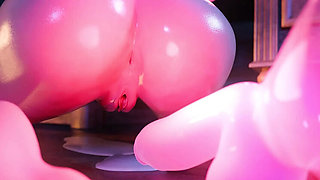 Delicate Perv Babe Takes Twin Magic Dildos Deep - 3D Hentai Fuck with Big Tits and Creampie