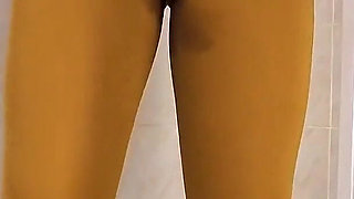 Pissing My Self Wearing Nylon Leggings in the Shower
