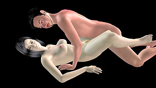Animated 3D Porn - Asian Man Fucking Beautiful Girl in Missionary Pussy & Ass Creampie