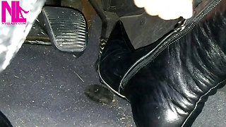 Pedal Pumping and Unzipping My Black Leather High Heeled Boots