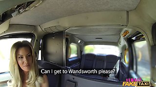 Female faux taxi - tattooed guy gives driver a facial cumshot for a fare