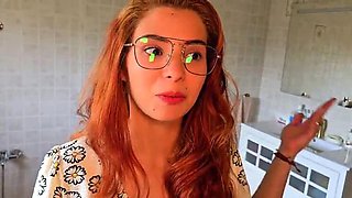 Homemade Amateur Sex: Redhead Co-worker Fuck in Wife's Bed - Blowjob, Doggystyle & Cum in Mouth