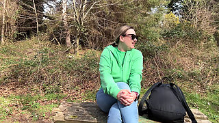 Desperate Outdoor Wetting Jeans on the Public Trail