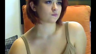 Sexy short hair camgirl with huge natural tits