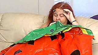 BBW Nurse Vicki Blowing up a Huge Plastic Float That Looks Like a Water Melon Slice