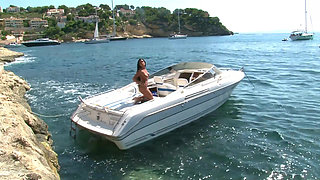 Hottest brunette ever, Striptease on the yacht