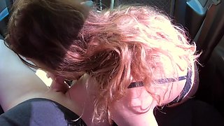 Amateur Girlfriend in Leather Skirt Having Car Sex in the Forest