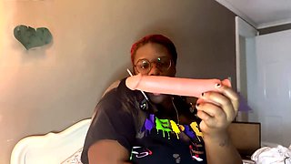 Ebony BBW Gothic Goddess tests out her pleasure with solo fun
