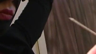 Humiliating masked tits squeezing