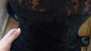 Black Slut Doggystyle and Blowjob White Man in Black Sexy Dress