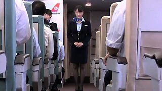 Alluring Asian stewardesses having fun with the passengers