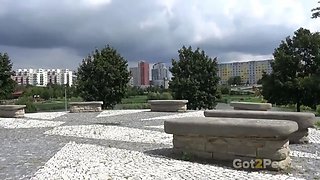 Watch This Babe Piss In Public