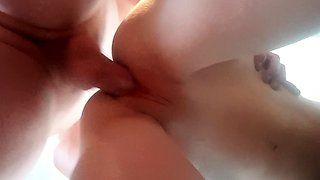 Girl rides boyfriend til he cums all over her ass - Chessie