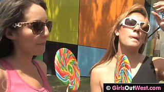 Hot Australian babes enjoy roller skating and lesbian sex
