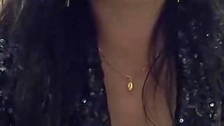 Smoking Pee Play in Shiny Outfit. Bathroom Fetish and Messy Wet Fun