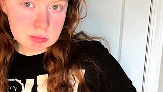 Redhead Nerdy Teen With hairy pussy Masturbating