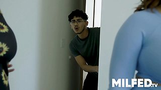 Huge titted cougar Natasha Nice caught her milf's best friend hardcore her sonnie