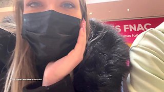 Hot babe Marine Rossi Public Bathroom Threesome