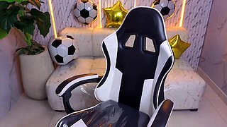Sexy Asian Brunette Teases and Strips in -Censored- Chair